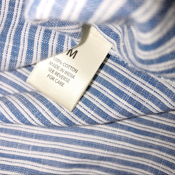 Wet Seal medium blue striped cotton lace up top - Picture 4 of 5